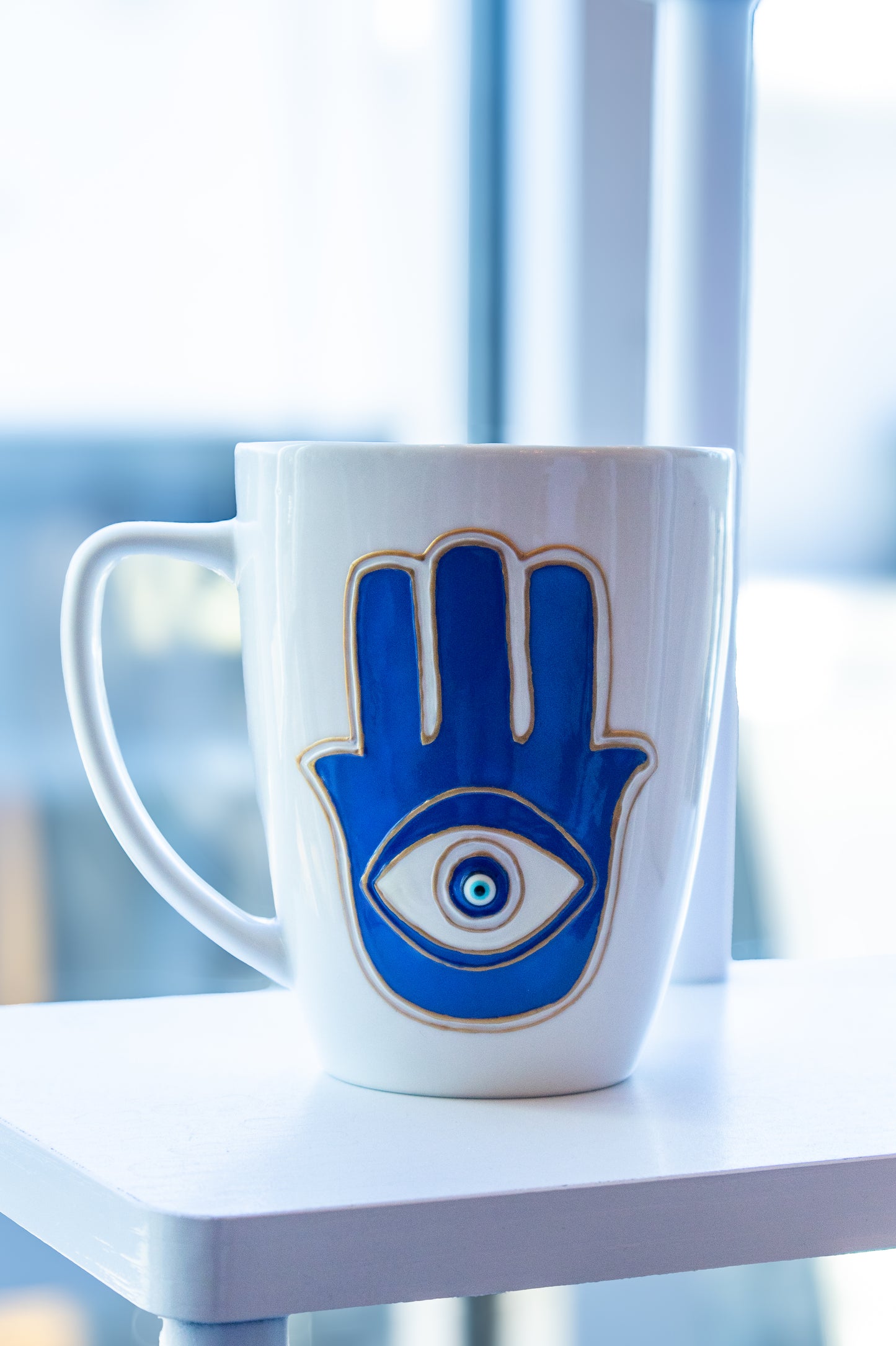 Hand-Painted Hamsa Evil Eye Mug