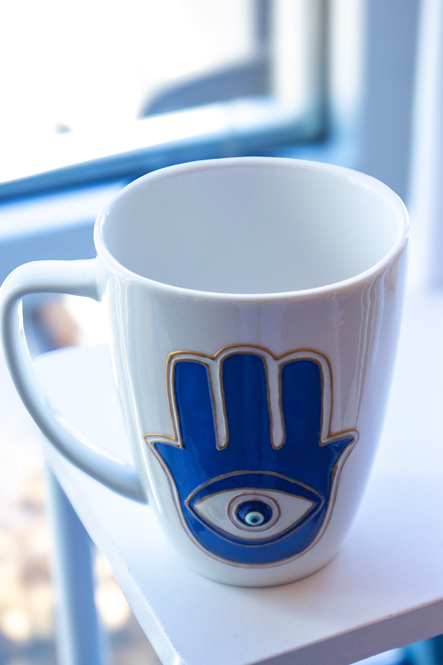 Hand-Painted Hamsa Evil Eye Mug