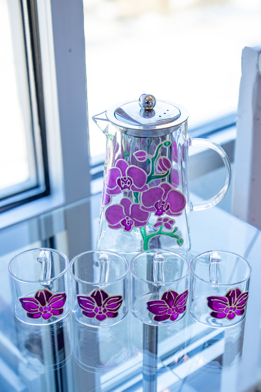 From: Hand-Painted Purple Orchid Tea Set 💜