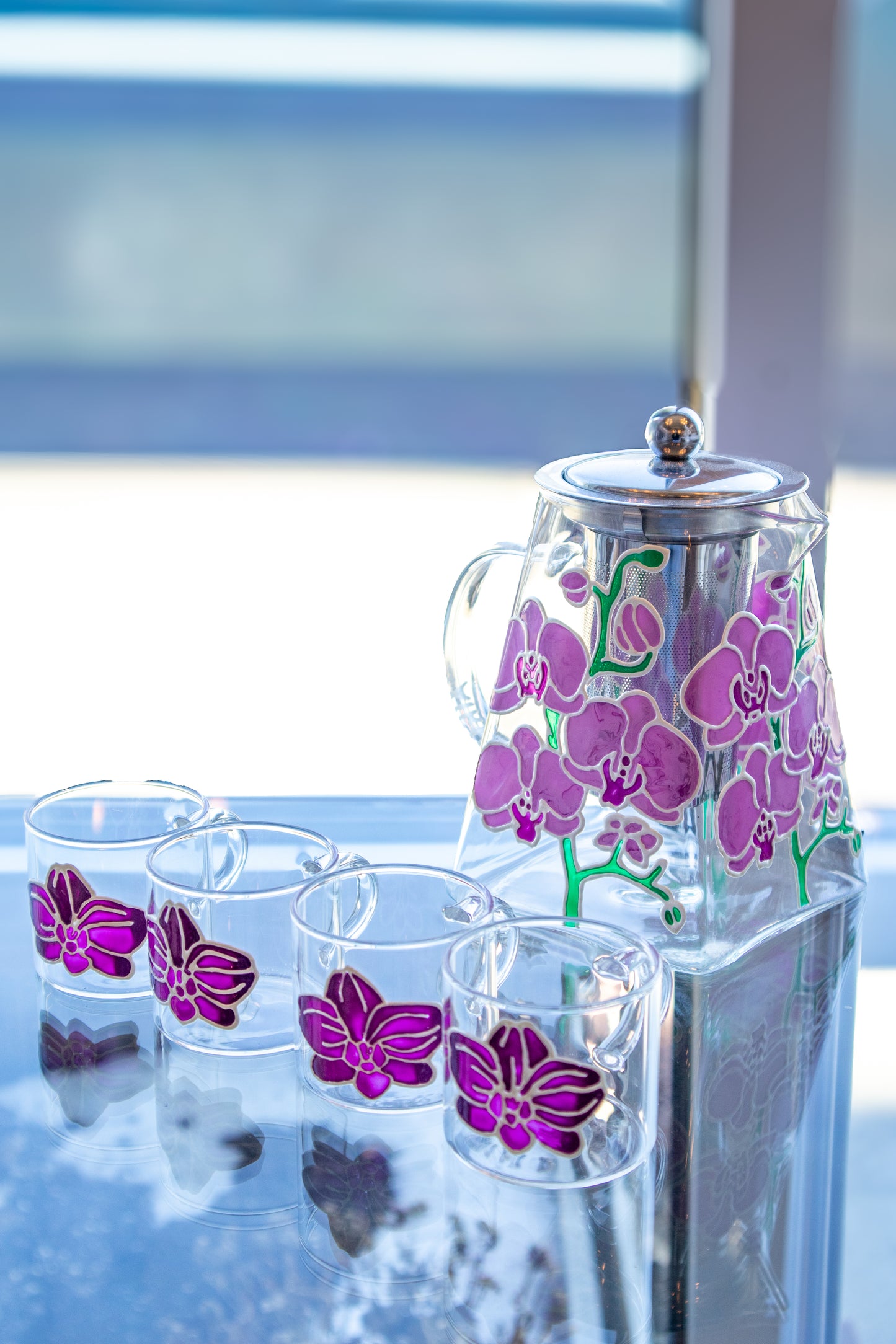 From: Hand-Painted Purple Orchid Tea Set 💜