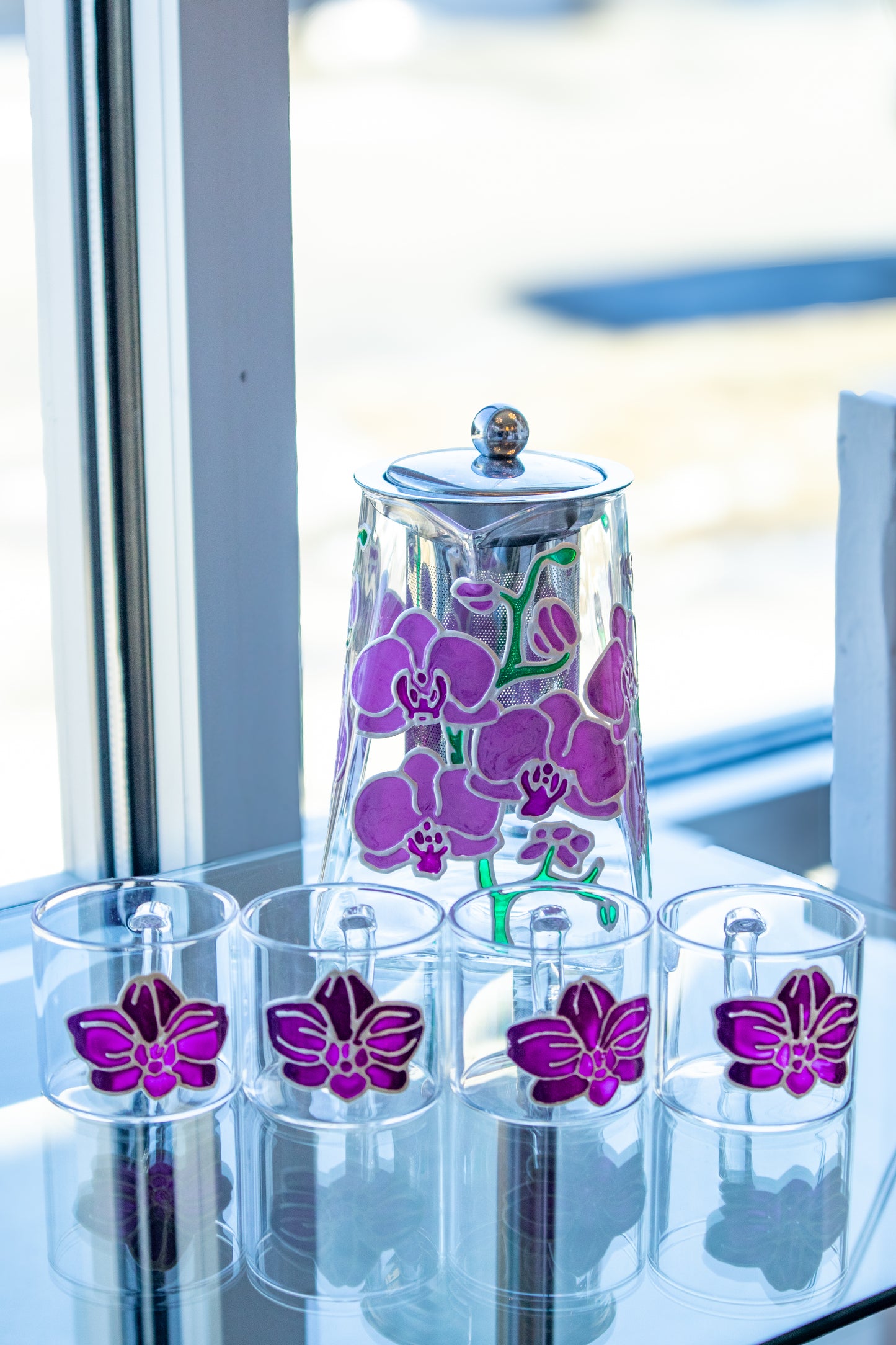 From: Hand-Painted Purple Orchid Tea Set 💜