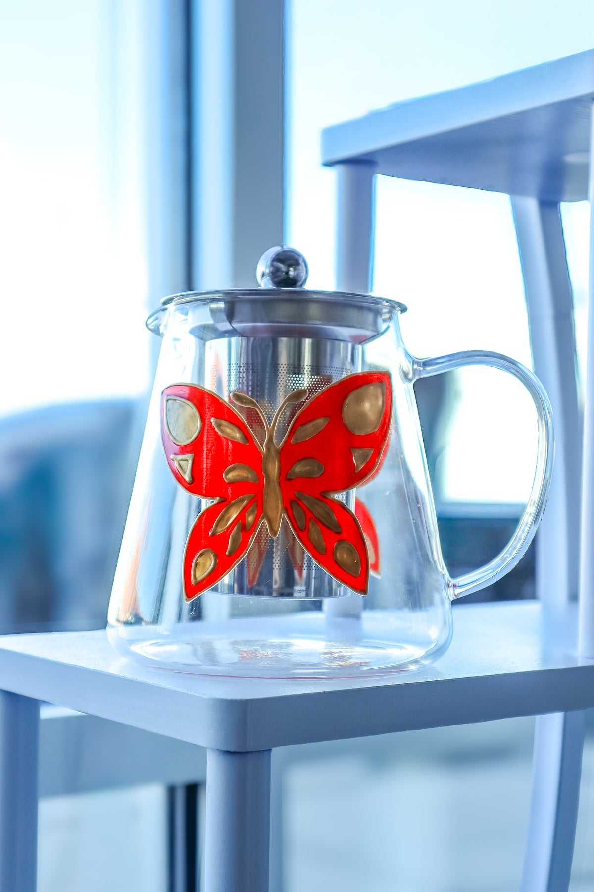 Orange Butterfly Teapot