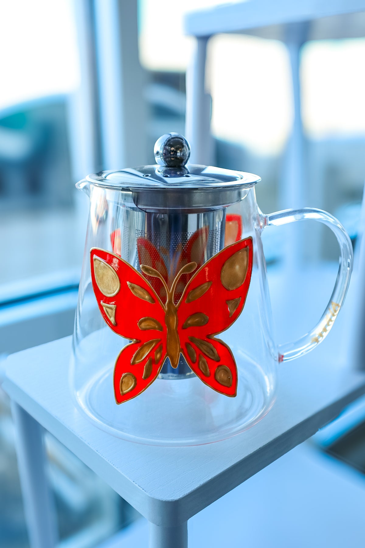Orange Butterfly Teapot