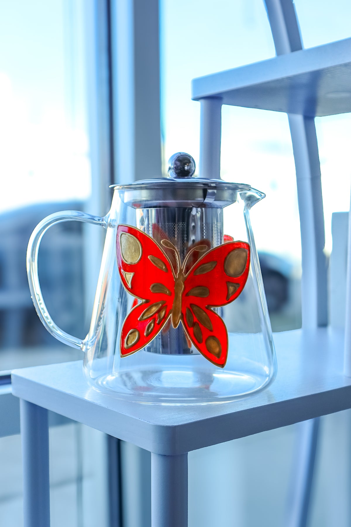 Orange Butterfly Teapot