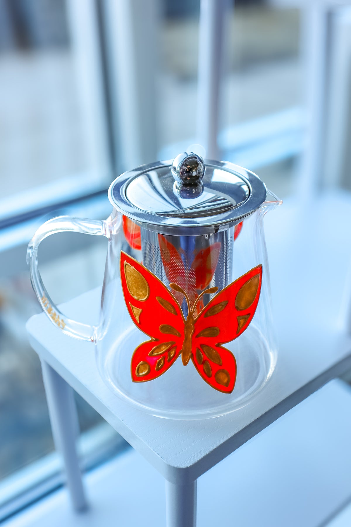 Orange Butterfly Teapot