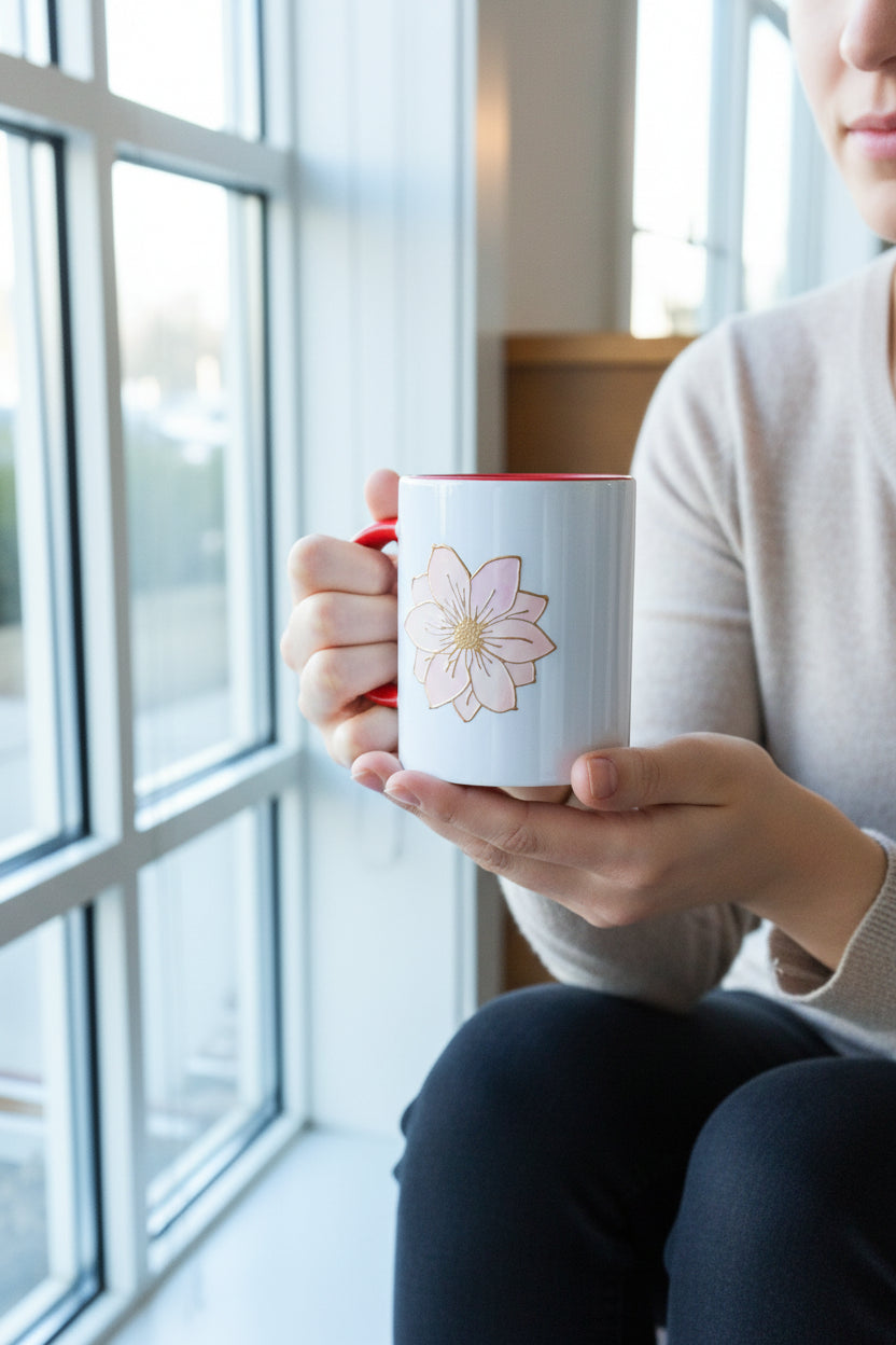 Frome:  Hand-Painted Rose Mug