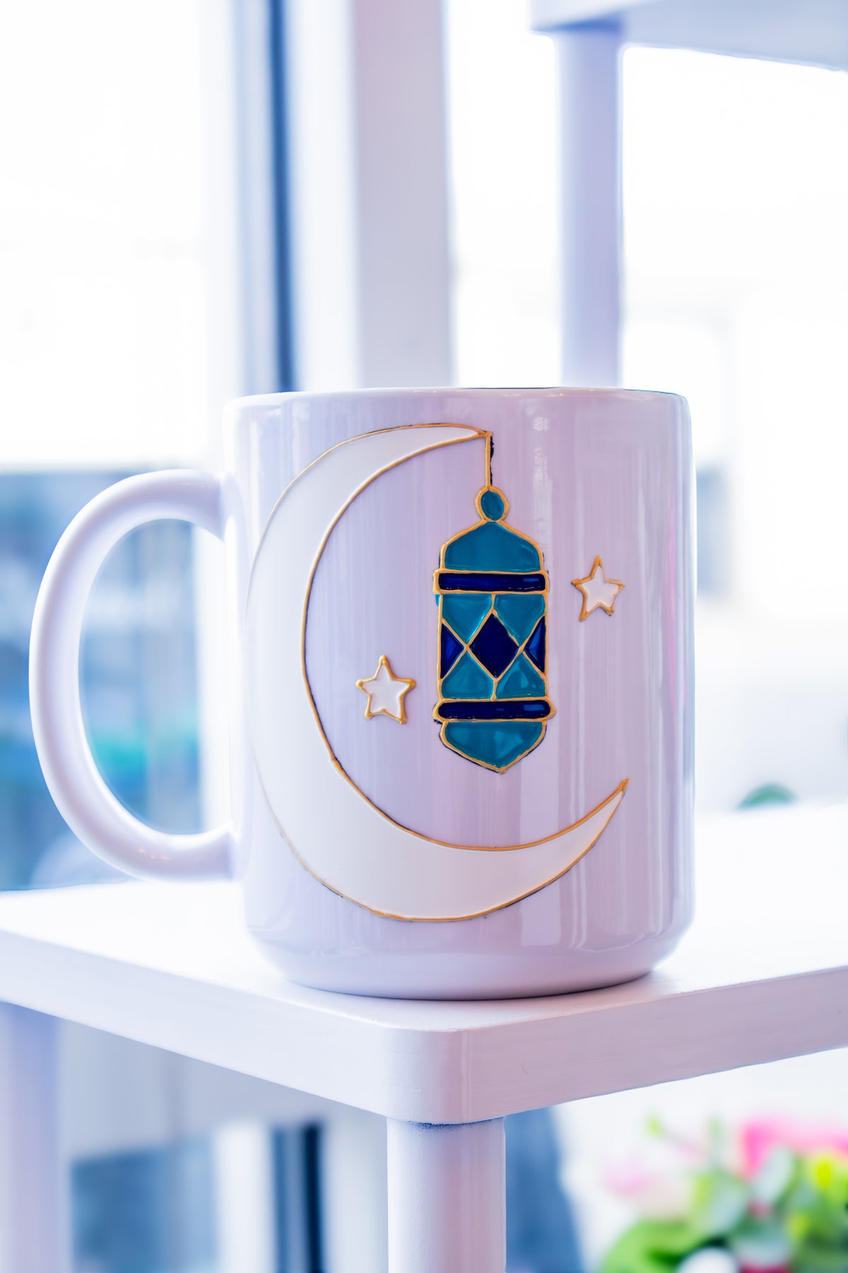 Ramadan Crescent Moon with Stars and Lantern